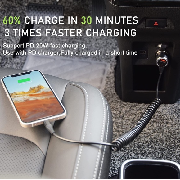 Coiled USB C to Lightning Cable - Picture 2 of 8